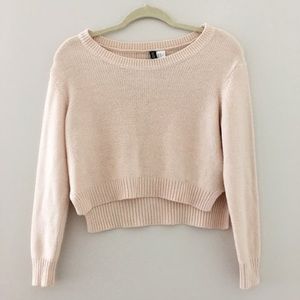 Divided light pink crop sweater